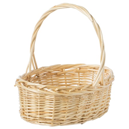 Vintiquewise Natural Willow Oval Shaped Gift Basket Fruit Bowl Bread Serving Tray with Handle, Small QI003821.S